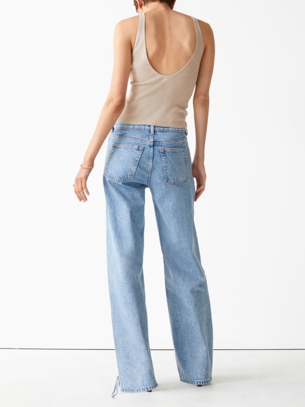 & Other Stories Atelier Lace Up Cut Out Jeans Light Wash Wide Leg 28 - Picture 5 of 13